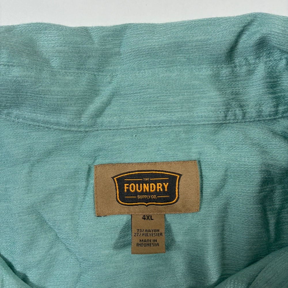 LOT of 2 Foundry Button Up Camp Shirts 4XL Blue Teal 2 Pack Rayon Blend - Picture 3 of 10